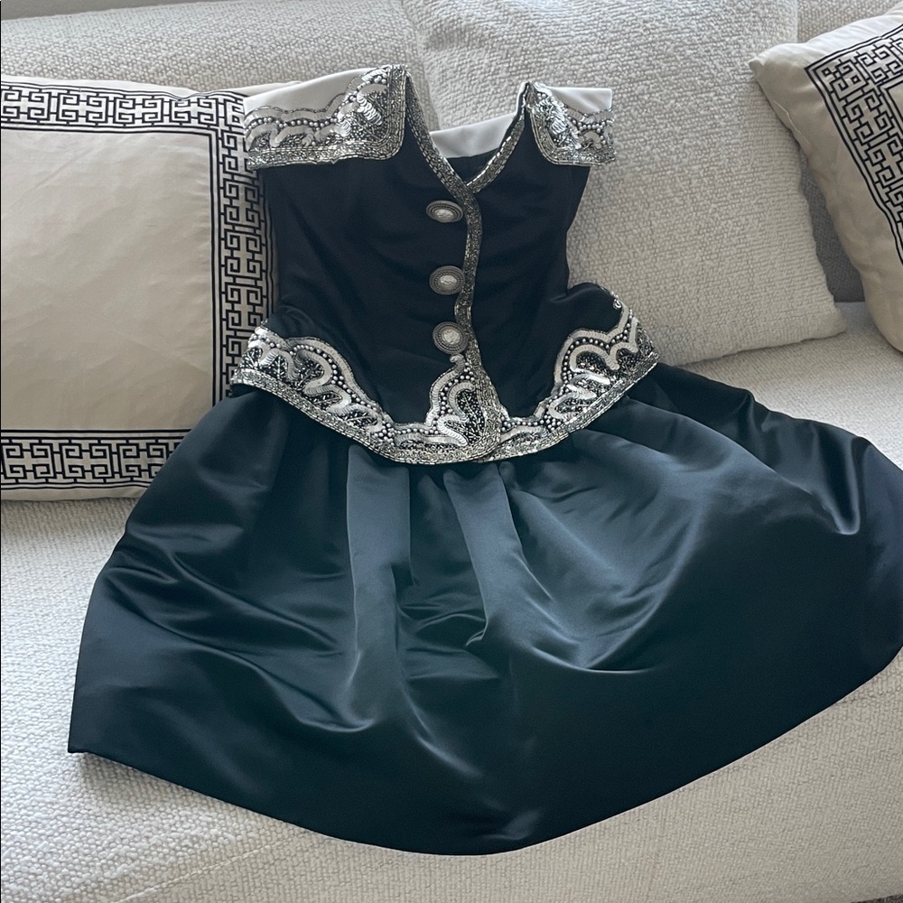 Chic Strapless Black Dress with Silver Accents